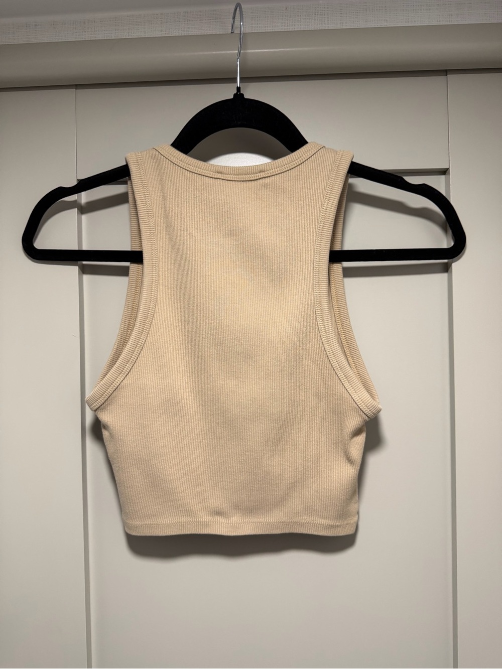 Zara Cream Ribbed Cropped Tank Top - Picture 2 of 4